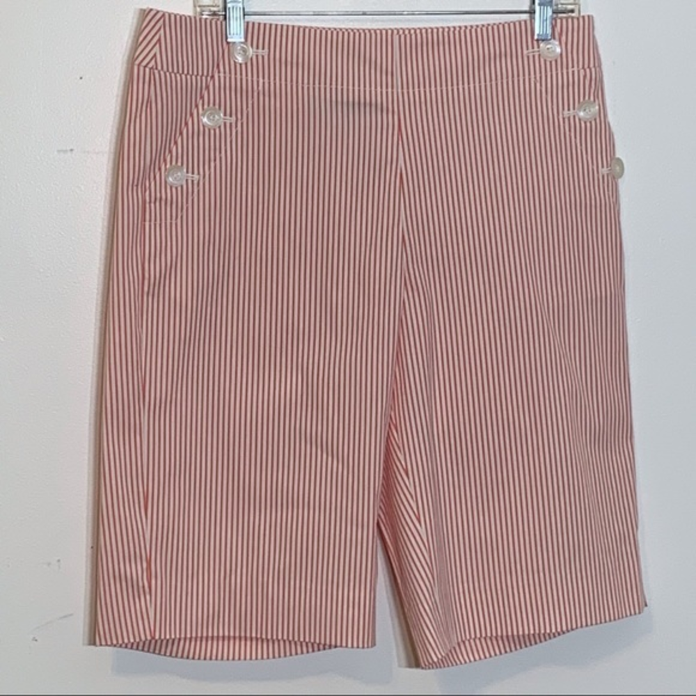 Jones New York Orange/White Striped Bermuda‎ Shorts